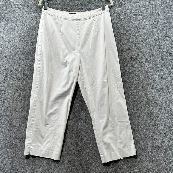 L.L. Bean Pants - LL Bean Cropped Trouser Pants Women 12 Beige Side Zip Straight Leg